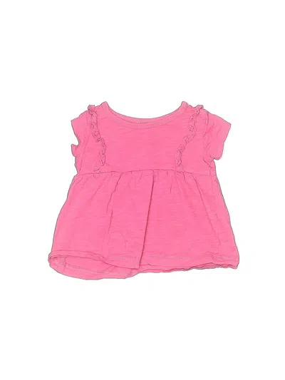 Pre-owned Carter's Babies' Short Sleeve Top Pink Ruffles Neckline Tops