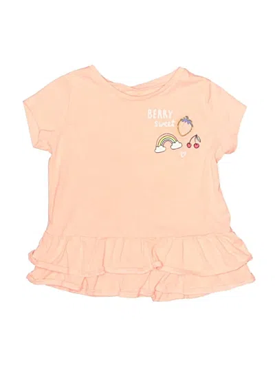 Pre-owned Carter's Kids' Short Sleeve Top Pink Ruffles Neckline Tops