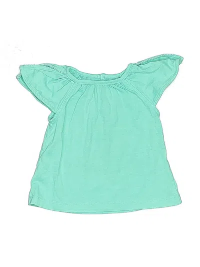 Pre-owned Carter's Babies' Short Sleeve Top Teal Ruffles Neckline Tops In Blue