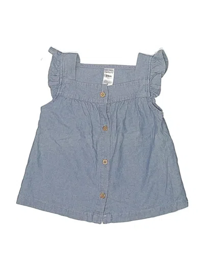 Pre-owned Carter's Kids' Sleeveless Button Down Shirt In Blue