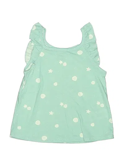 Pre-owned Carter's Kids' Sleeveless Top Green Ruffles Neckline Tops