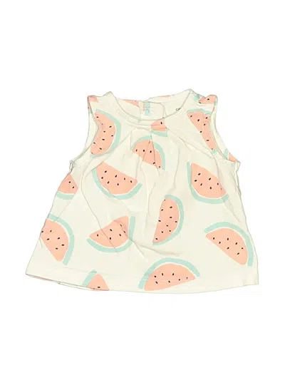 Pre-owned Carter's Babies' Sleeveless Top Ivory Keyhole Neckline Tops In White