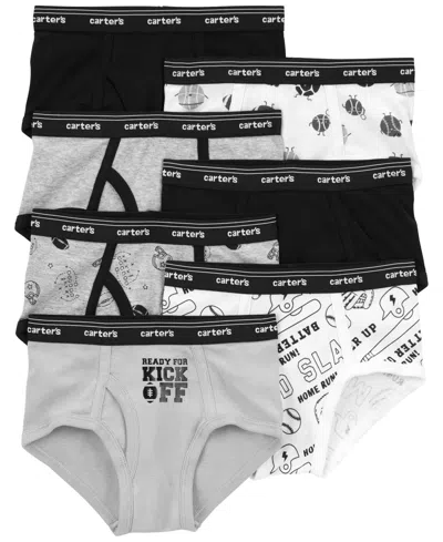 Carter's Kids' Toddler Boy 7 Pack Cotton Briefs Underwear In Black,grey