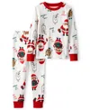 Carter's Toddler Boy Or Toddler Girl Christmas Santa Print Top And Pants Pajama, 2-piece Set In Multi