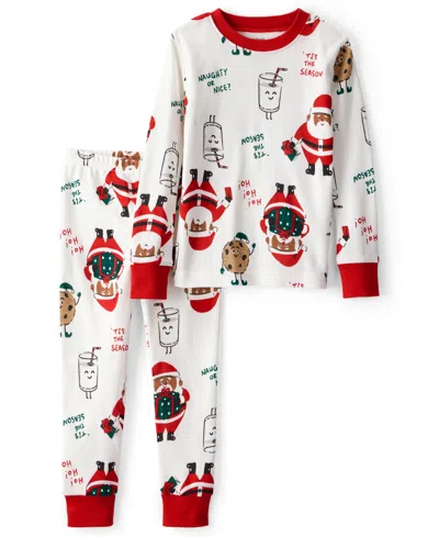 Carter's Babies' Toddler Boy Or Toddler Girl Christmas Santa Print Top And Pants Pajama, 2-piece Set In Multi