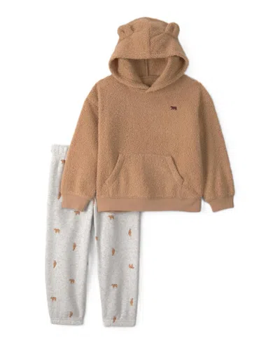 Carter's Babies' Toddler Boys' 2t-5t Bear Sherpa Hoodie And Pants, 2-piece Set In Brown