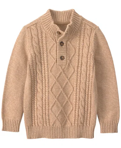 Carter's Babies' Toddler Boys' 2t-5t Cable-knit Mock Neck Sweater In Tan