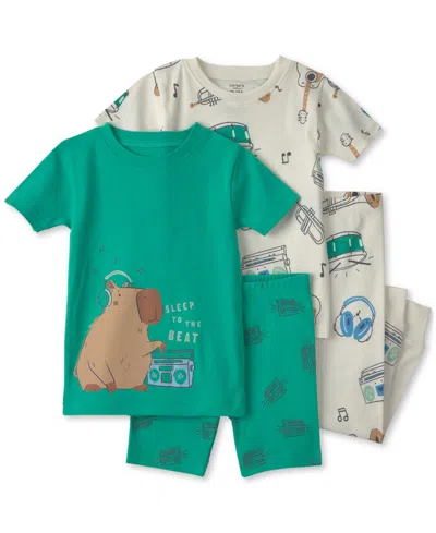 Carter's Babies' Toddler Boys' 2t-5t Capybara Short-sleeve Tops, Shorts And Pants Sleep & Play, 4-piece Set In Multi