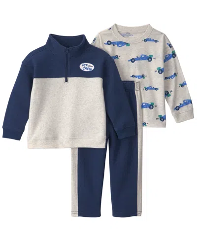 Carter's Babies' Toddler Boys' 2t-5t Color-block Fleece Long-sleeve Top, Sweatshirt And Pants, 3-piece Set In Blue