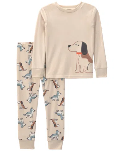 Carter's Babies' Toddler Boys' 2t-5t Dreamplush Dog Long-sleeve Snug-fit Top And Pants, 2-piece Set In Brown