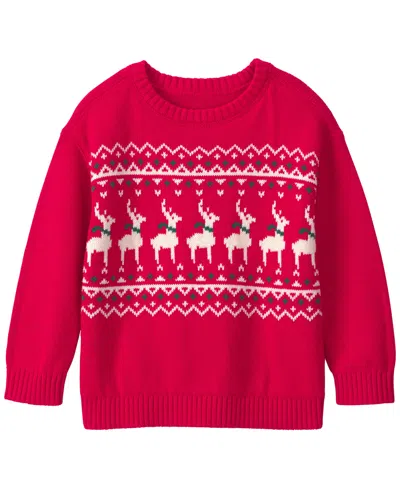 Carter's Babies' Toddler Boys' 2t-5t Fair-isle Long-sleeve Crewneck Cotton Sweater In Red