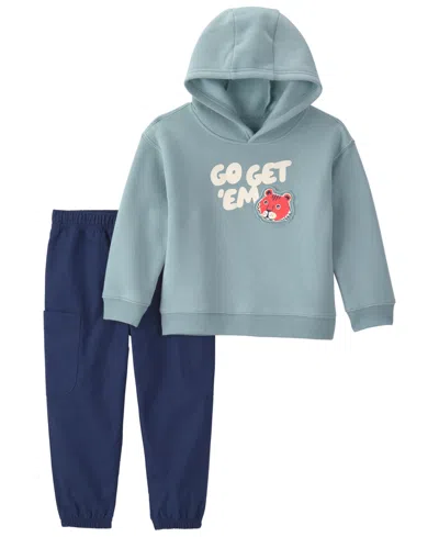 Carter's Babies' Toddler Boys' 2t-5t Go Get Em Tiger Fleece Hooded Sweatshirt And Pants, 2-piece Set In Blue