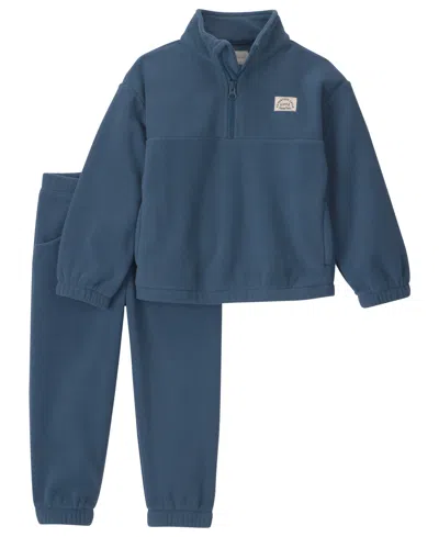 Carter's Babies' Toddler Boys' 2t-5t Little Planet Long-sleeve Quarter-zip Fleece Top And Pants Set In Navy Blue