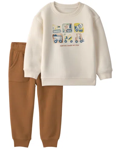 Carter's Babies' Toddler Boys' 2t-5t Long-sleeve Jogger Top And Pants Set In Cream,brown