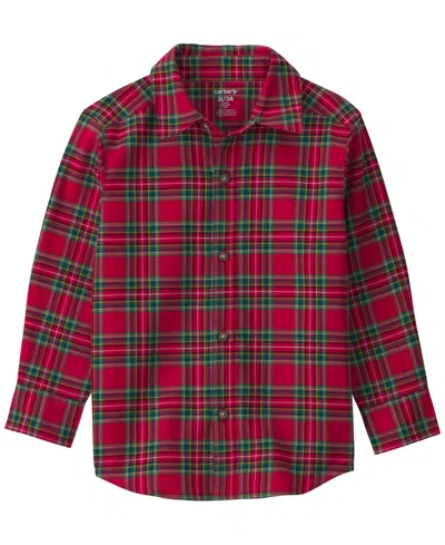Carter's Babies' Toddler Boys' 2t-5t Long-sleeve Plaid Button-down Shirt In Red,green