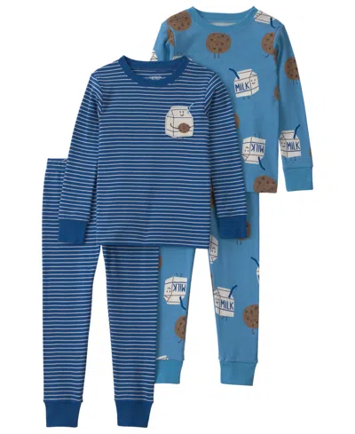 Carter's Babies' Toddler Boys' 2t-5t Milk & Cookies Snug Fit Sleep & Play, 4-piece Set In Blue