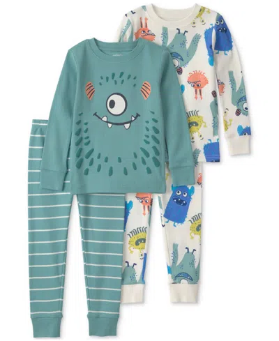 Carter's Babies' Toddler Boys' 2t-5t Monster Cotton Snug-fit Pajama, 4-piece Set In Green