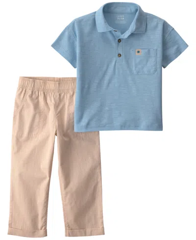 Carter's Babies' Toddler Boys' 2t-5t Polo Shirt And Pant, 2-piece Set In Blue