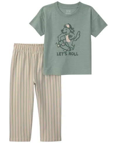 Carter's Babies' Toddler Boys' 2t-5t Skateboard Short-sleeve Top And Pant, 2-piece Set In Green