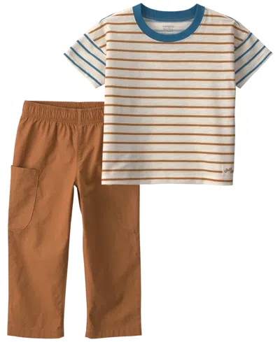 Carter's Babies' Toddler Boys' 2t-5t Striped Short-sleeve T-shirt And Pant, 2-piece Set In Multi
