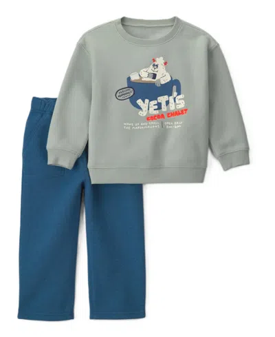 Carter's Babies' Toddler Boys' 2t-5t Yeti Graphic Fleece Sweatshirt And Pant, 2-piece Set In Multi