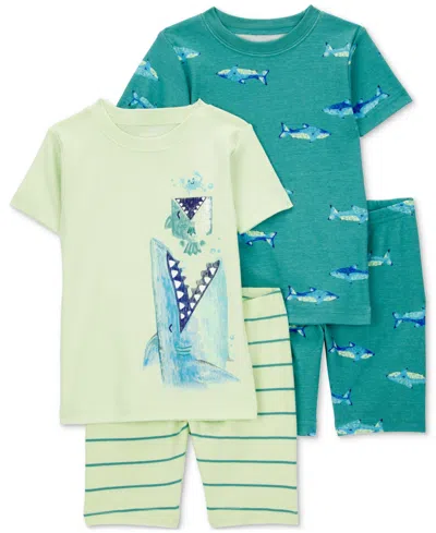 Carter's Babies' Toddler Boys 4-pc. Shark-print Cotton Pajamas Set In Green