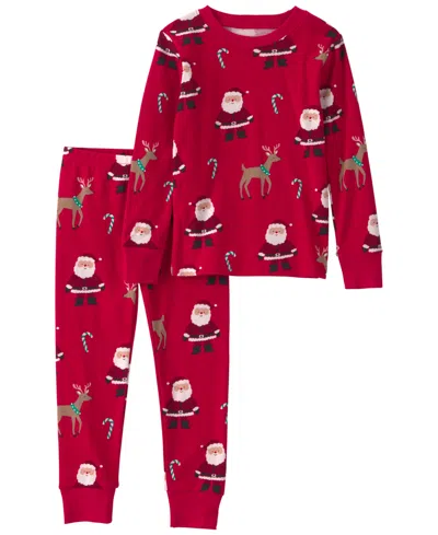 Carter's Babies' Toddler Boys' And Girls' 2t-5t Christmas Long-sleeve Top And Pants, 2-piece Pajama Set In Red