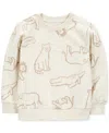 Carter's Toddler Boys Animal-print Fleece Pullover Top In Beige