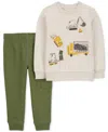 CARTER'S TODDLER BOYS CONSTRUCTION GRAPHIC PULLOVER SWEATSHIRT & JOGGER PANTS, 2 PIECE SET