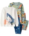Carter's Toddler Boys Construction-print Snug-fit Cotton Pajamas, 4 Piece Set In Multi