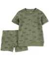 Carter's Toddler Boys Construction Shirt & Shorts, 2-piece Set In Olive