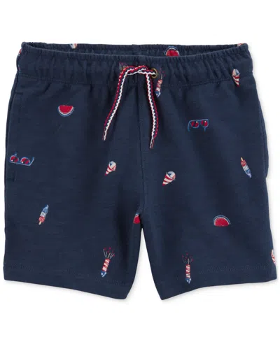 Carter's Babies' Toddler Boys Cotton 4th Of July Pull-on Shorts In Navy