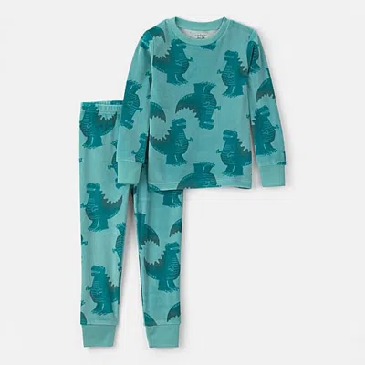 Carter's Babies' Toddler Boys Crew Neck Long Sleeve 2-pc. Pajama Set In Green