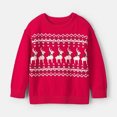 Carter's Babies' Toddler Boys Crew Neck Long Sleeve Pullover Sweater In Red
