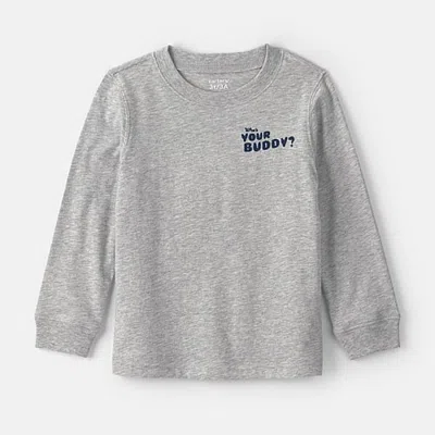 Carter's Babies' Toddler Boys Crew Neck Long Sleeve Regular Fit Graphic T-shirt In Gray