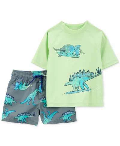 Carter's Babies' Toddler Boys Dinosaur Rashguard & Swim Trunk Set In Assorted