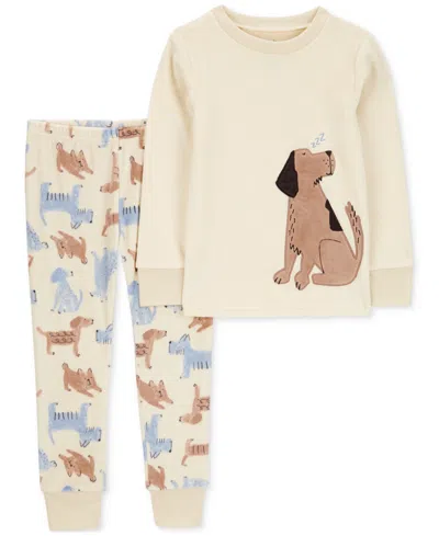 Carter's Babies' Toddler Boys Dog Fleece Pajamas, 2 Piece Set In Ivory