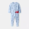 Carter's Baby Boys Fleece Round Neck Long Sleeve Footed Pajamas In Blue