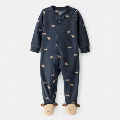 CARTER'S TODDLER BOYS FLEECE ROUND NECK LONG SLEEVE FOOTED PAJAMAS