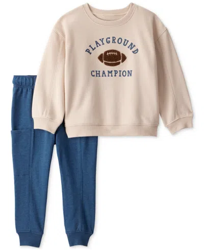 Carter's Babies' Toddler Boys Football Graphic Long-sleeve T-shirt & Pants, 2 Piece Set In Neutral