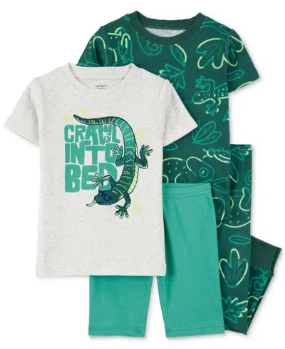 Carter's Kids' Toddler Boys Lizard Pajamas, 4 Piece Set