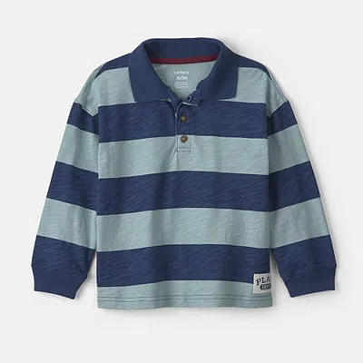 Carter's Babies' Toddler Boys Long Sleeve Regular Fit Polo Shirt In White