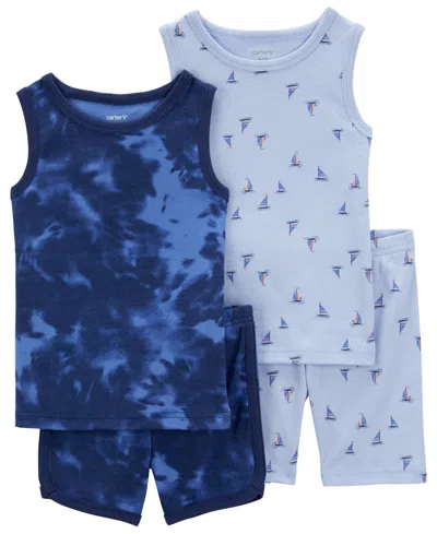 Carter's Babies' Toddler Boys Matching Pajama Set, 4 Piece Set In Blue