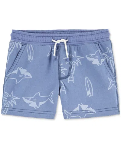 Carter's Babies' Toddler Boys Printed Pull-on French Terry Shorts In Blue