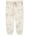Carter's Toddler Boys Pull-on Animal Print Fleece Pants In Beige