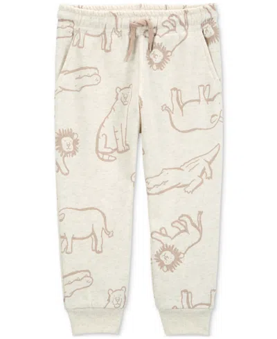 Carter's Babies' Toddler Boys Pull-on Animal Print Fleece Pants In Beige