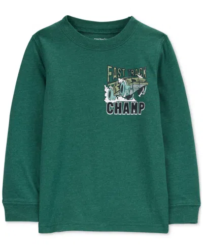 Carter's Babies' Toddler Boys Race Car Champ Graphic Long-sleeve T-shirt In Green