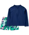 Carter's Toddler Boys Rash Guard & Tropical-print Swim Trunks, 2 Piece Set In Assorted