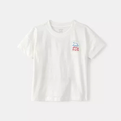 Carter's Babies' Toddler Boys Round Neck Short Sleeve Regular Fit Graphic T-shirt In White