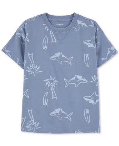 Carter's Babies' Toddler Boys Shark Graphic T-shirt In Blue